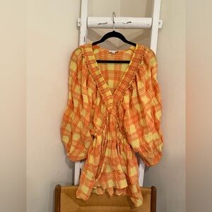Orange and Yellow Plaid romper